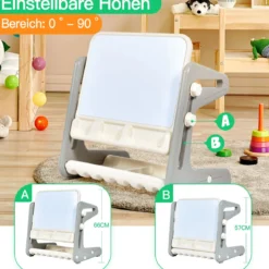 2 in1 Magnetische Maltafel&Zeichentisch mit Hocker Kinderschreibtisch Sitzgruppe