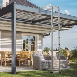 7-in-1 Mehrzweckleiter aus Aluminium Gerüstleiter bis 150 kg belastbar 370,5 cm Silber