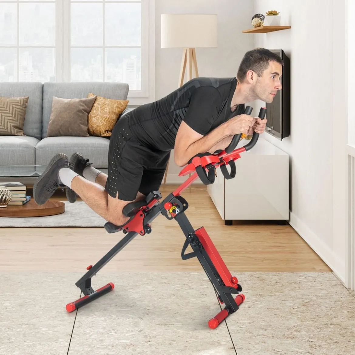 4 in 1 Mehrzweck Rudergerät mit ausziehbarem Handlauf & verstellbarem Sitz und Pedalen bis 120kg belastbar