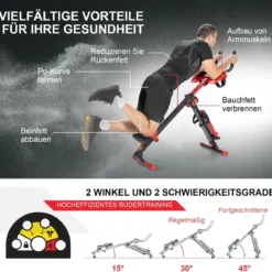 4 in 1 Mehrzweck Rudergerät mit ausziehbarem Handlauf & verstellbarem Sitz und Pedalen bis 120kg belastbar