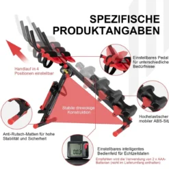 4 in 1 Mehrzweck Rudergerät mit ausziehbarem Handlauf & verstellbarem Sitz und Pedalen bis 120kg belastbar