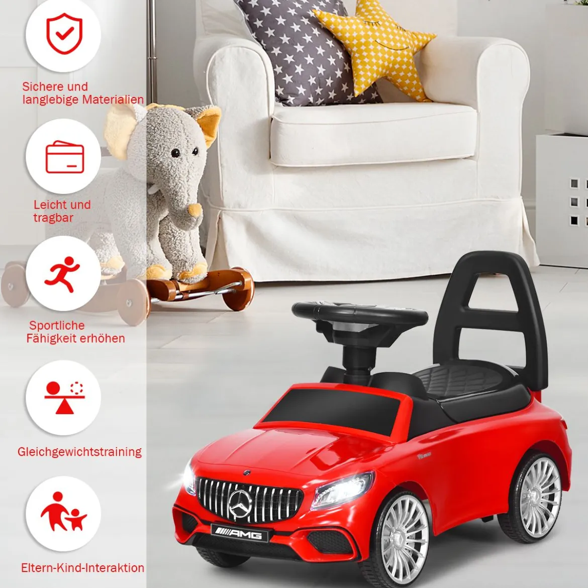 2 in 1 Mercedes Benz AMG Kinderauto und Schiebeauto Kinderauto Rutscher 68 x 31,5 x 42,5 cm Rot