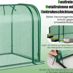 2 in 1 Mini Gewächshaus mit Aufrollbarer Reißverschlusstür PE-Abdeckung für Hochbeet