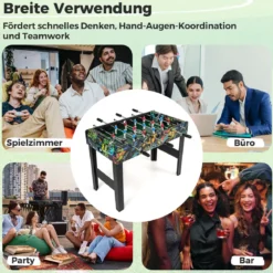 2 in 1 Mini Kickertisch mit abnehmbaren Beinen für Tischplatte Fußballtisch mit 2 Bällen Schwarz