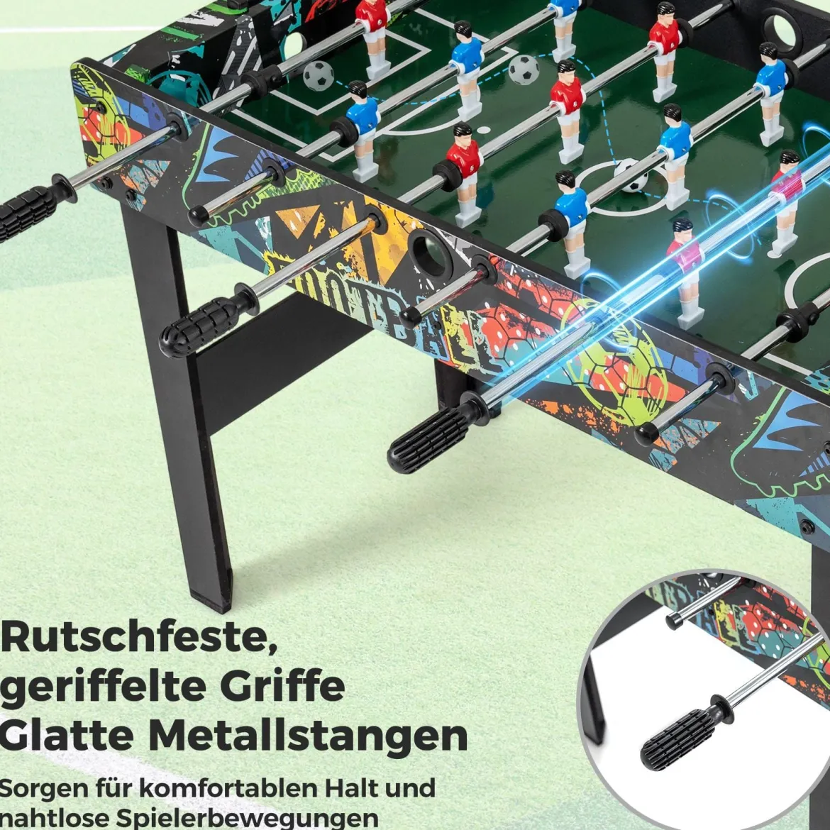 2 in 1 Mini Kickertisch mit abnehmbaren Beinen für Tischplatte Fußballtisch mit 2 Bällen Schwarz