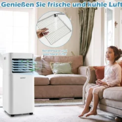 4 in 1 mobile Klimaanlage 9000 BTU Kühlen&Ventilieren&Entfeuchten Klimagerät mit Schwarzem Deckel 16℃-32℃