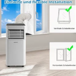 4 in 1 mobile Klimaanlage 9000 BTU Kühlen&Ventilieren&Entfeuchten Klimagerät mit Weißem Deckel 16℃-32℃