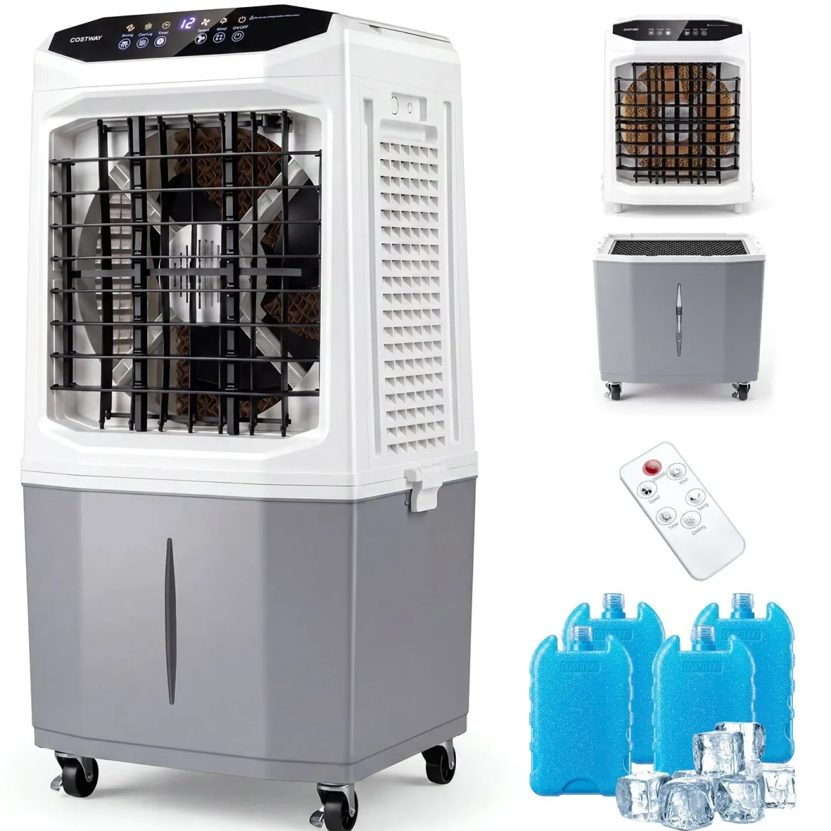 3 in 1 Mobiler Luftkühler & Kühlventilator mit Fernbedienung 26L Wassertank 12H Timer 2 Modi