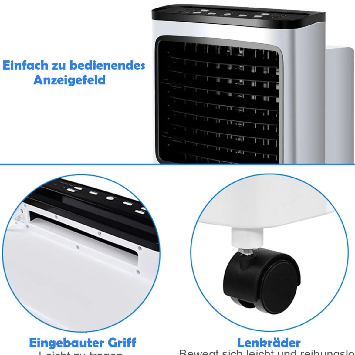 3 in 1 Mobiler Ventilator Luftkühler 75W / 8L Tank / 7,5H Timer / Fernbedienung