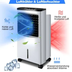 3 in 1 Mobiler Ventilator Luftkühler 75W / 8L Tank / 7,5H Timer / Fernbedienung