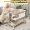 4 in 1 Mobiles Babybett mit Moskitonetz & Matratze & 6 Verstellbaren Höhen Beige
