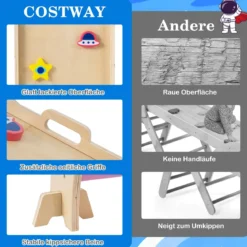 9 in 1 Montessori Klettergerüst Set mit Kletterbogen & Kletterseil & Leiter Holz Kletterdreieck Bunt