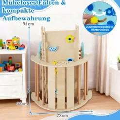 9 in 1 Montessori Klettergerüst Set mit Kletterbogen & Kletterseil & Leiter Holz Kletterdreieck Natur