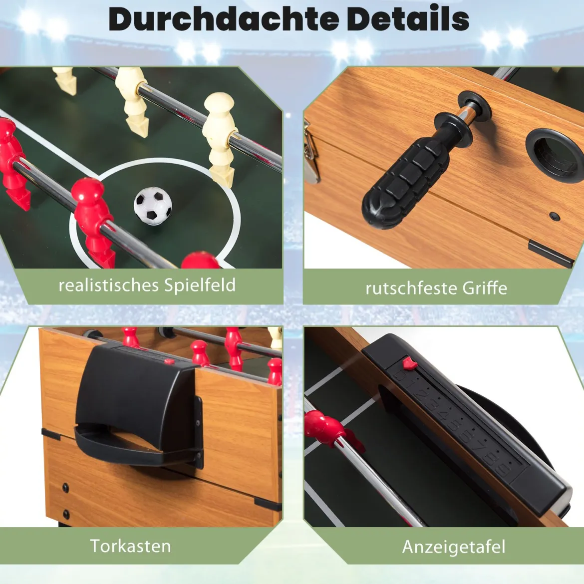 3 in 1 Multifunktionaler Spieltisch Tischkicker mit Tischfußball & Billard & Airhockey Kickertsich