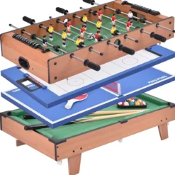 4 in 1 Multifunktionsspieltisch Multispieltisch Multigame Tischfußball Billard Tischtennis Hockey