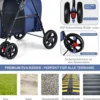 4 in 1 Multifunktionswagen Doppellagiger Kinderwagen für Haustiere Blau