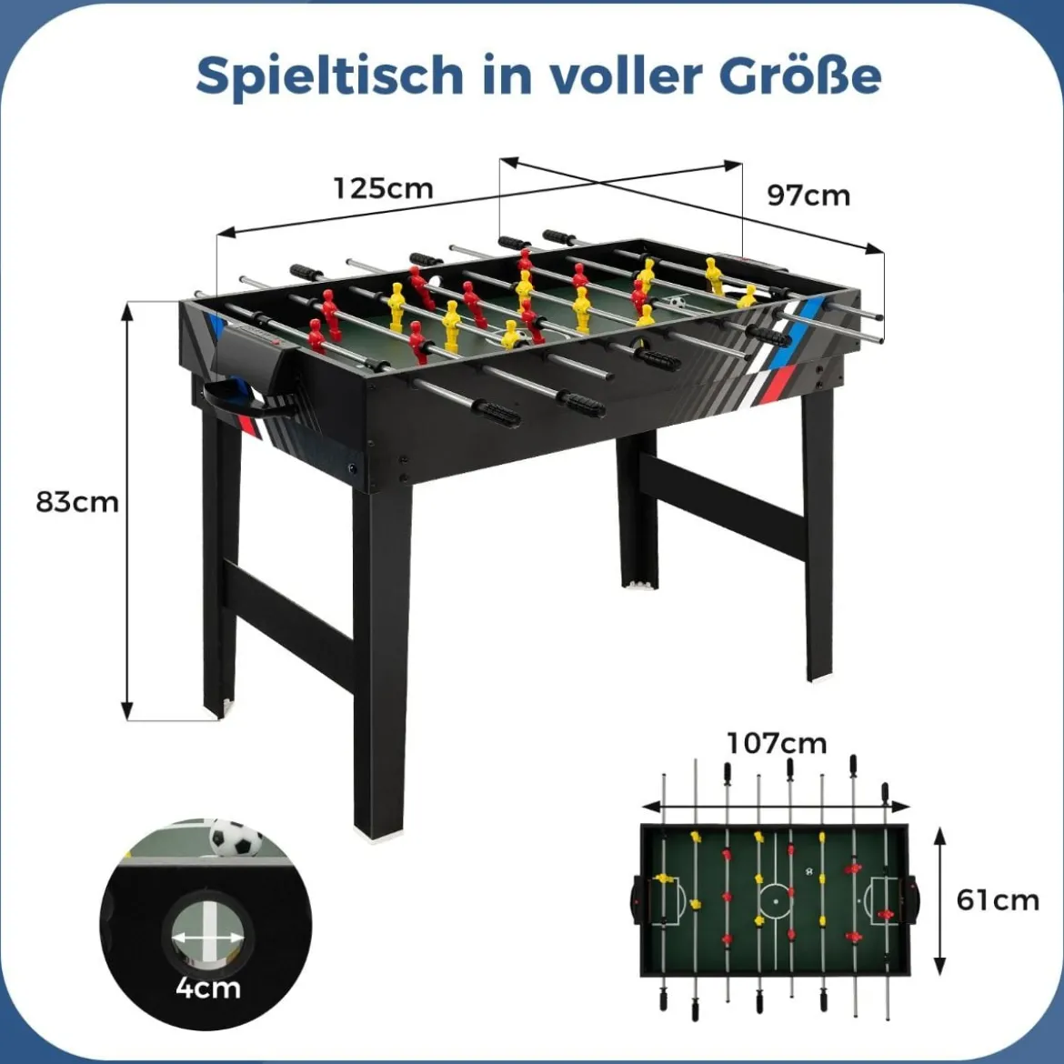 4 in 1 Multispieltisch mit Tischkicker & Poolbillard & Airhockey & Tischtennis Arcade Spielset