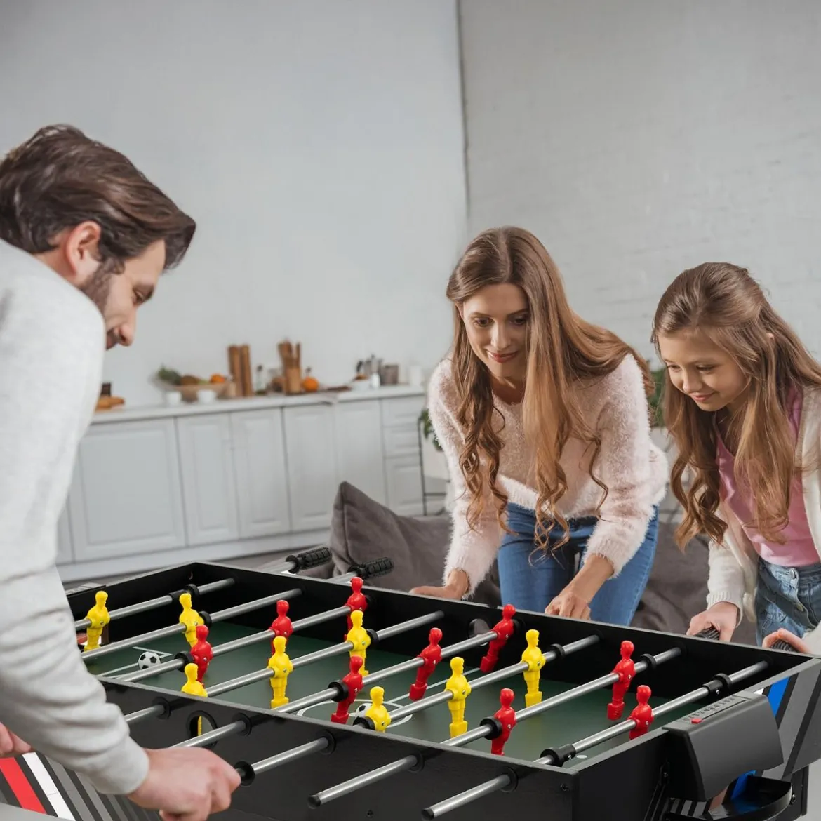 4 in 1 Multispieltisch mit Tischkicker & Poolbillard & Airhockey & Tischtennis Arcade Spielset