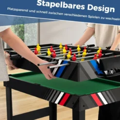 4 in 1 Multispieltisch mit Tischkicker & Poolbillard & Airhockey & Tischtennis Arcade Spielset