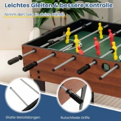 4 in 1 Multispieltisch mit Tischkicker & Poolbillard & Airhockey & Tischtennis Arcade Spielset Braun
