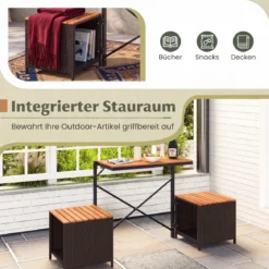 2-in-1 Outdoor Klappbank Wandelbarer Picknicktisch & Gartenbank mit Metallrahmen Braun