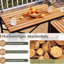 2-in-1 Outdoor Klappbank Wandelbarer Picknicktisch & Gartenbank mit Metallrahmen Braun
