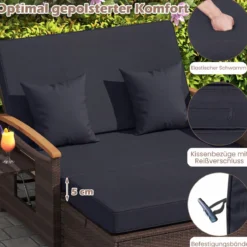 3 in 1 Rattan Lounge Möbel Set Doppelliege Tagesbett mit Liegefunktion 2 Sitzer & Hocker