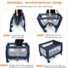 2 in 1 Reisebett & Laufstall Klappbar Kinderbett 125 x 65 x 76 cm Blau