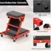 2 in 1 Rollbrett Werkstatt Montagerollbrett mit 6 Rollen & Gepolstertem Sitz bis 160 kg Belastbar Schwarz