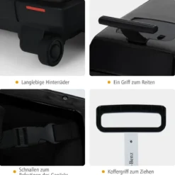2 in 1 Rutschauto kinderkoffer Kinder Reisekoffer Kofferset 60 x 31 x 26 cm Schwarz