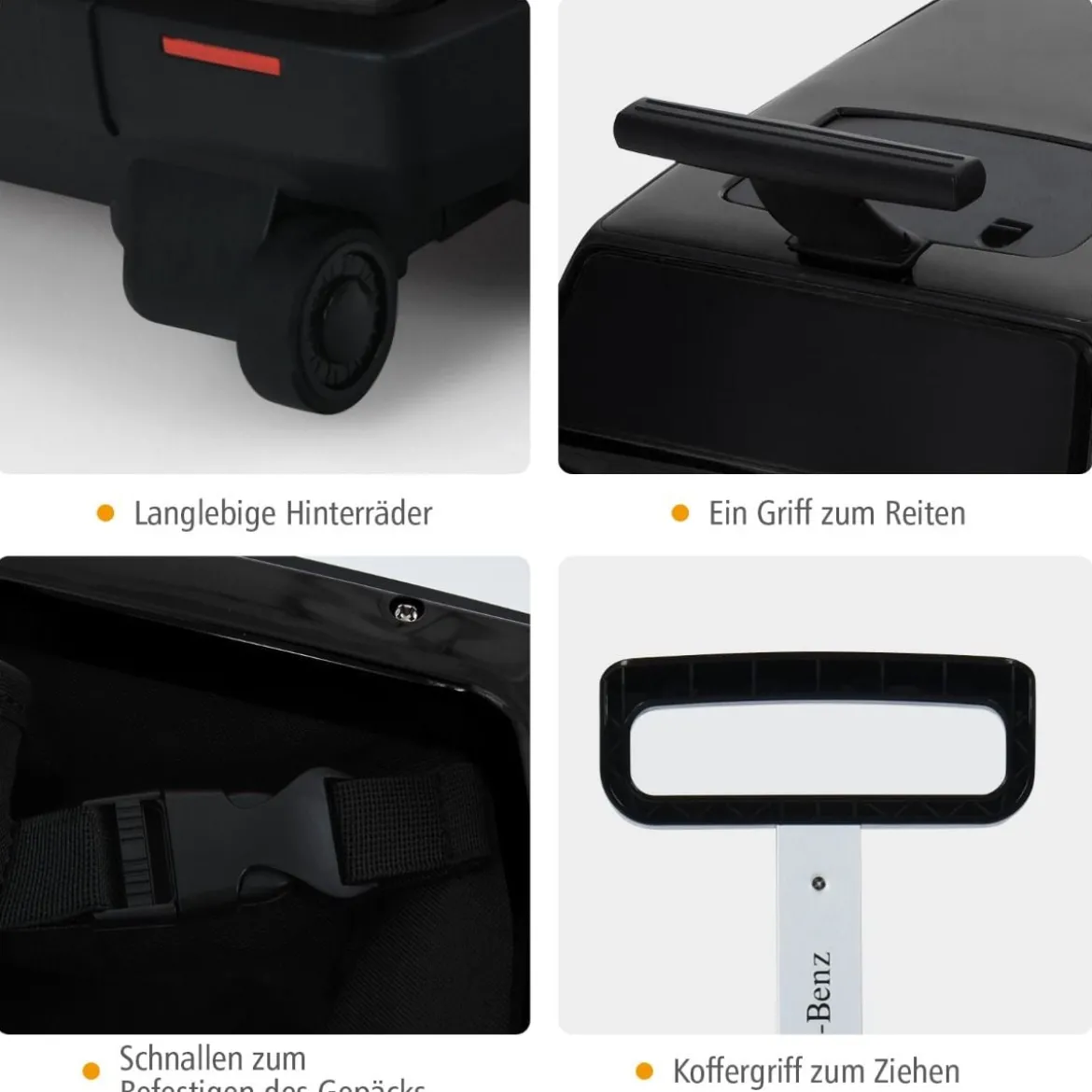 2 in 1 Rutschauto kinderkoffer Kinder Reisekoffer Kofferset 60 x 31 x 26 cm Schwarz