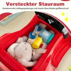 3-in-1 Rutschauto mit Schiebestange Rutschfahrzeug Schiebauto mit Stauraum Rutscher Auto Rot