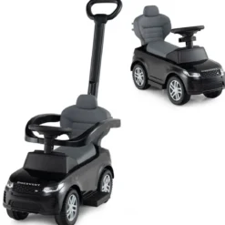 3-in-1 Rutschauto mit Schiebestange Rutschfahrzeug mit Abnehmbarem Griff Rutscher Auto Schwarz