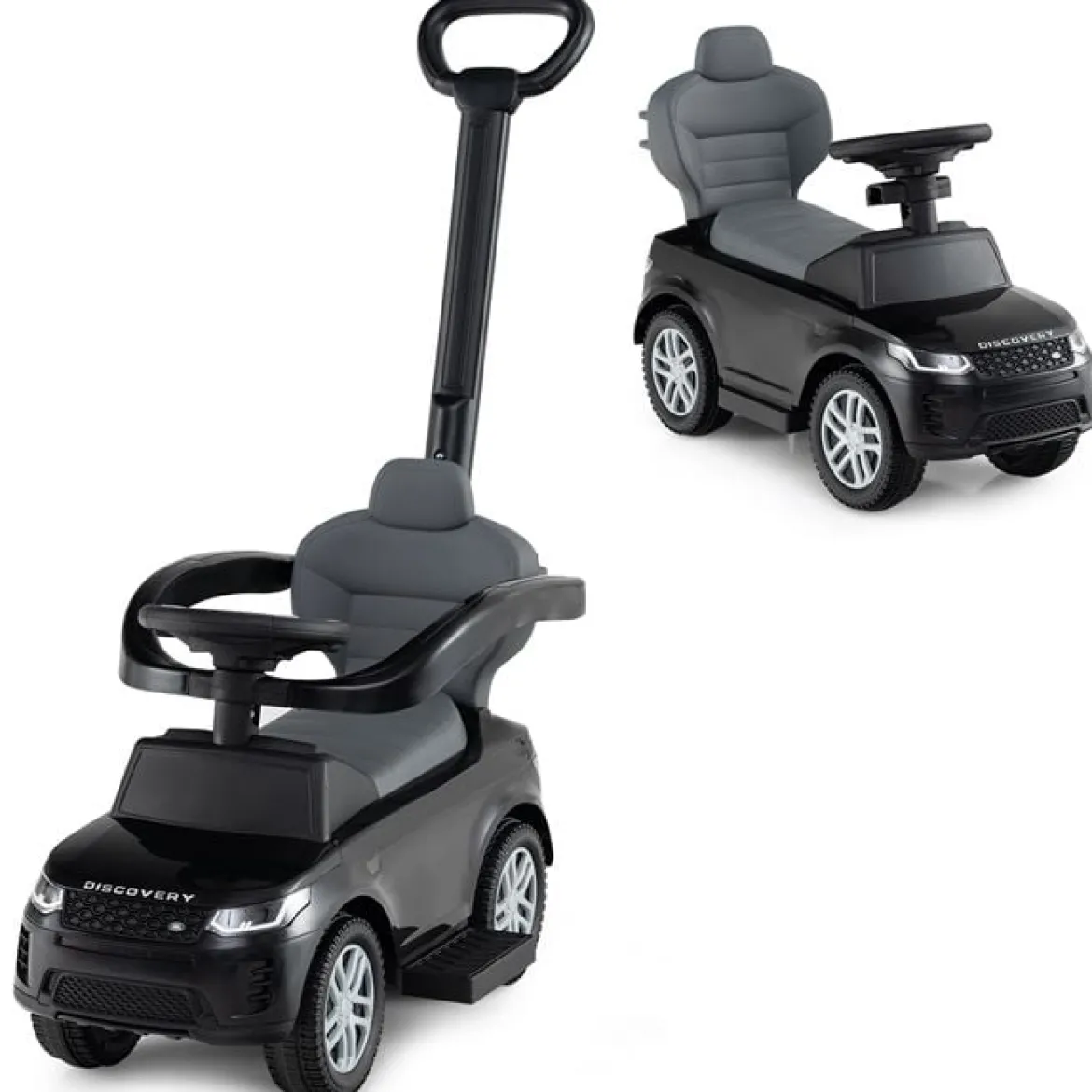 3-in-1 Rutschauto mit Schiebestange Rutschfahrzeug mit Abnehmbarem Griff Rutscher Auto Schwarz