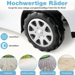 3-in-1 Rutschauto mit Schiebestange Rutschfahrzeug Schiebauto mit Stauraum Rutscher Auto Weiß