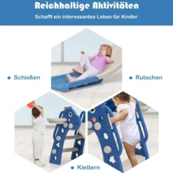 3 in 1 Rutsche für Kinder Set mit extra langer Rutsche 132 x 61 x 67 cm Blau