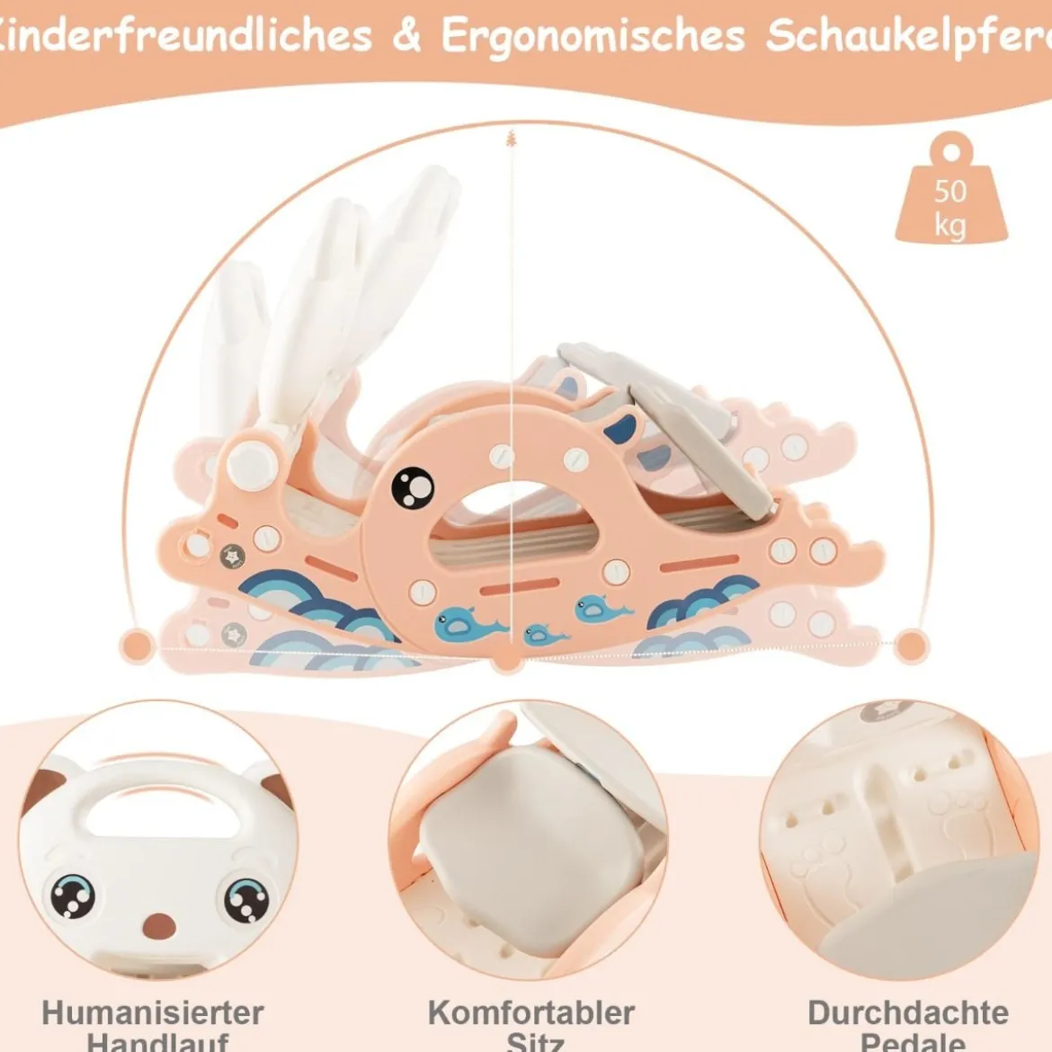 4-in-1-Rutschspielzeug für Kinder mit Basketballkorb & Ringspiel Rosa