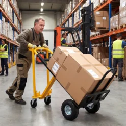 3 in 1 Sackkarre & Transportwagen Klappbarer Handwagen mit Luftbereifung & Gummirädern Gelb