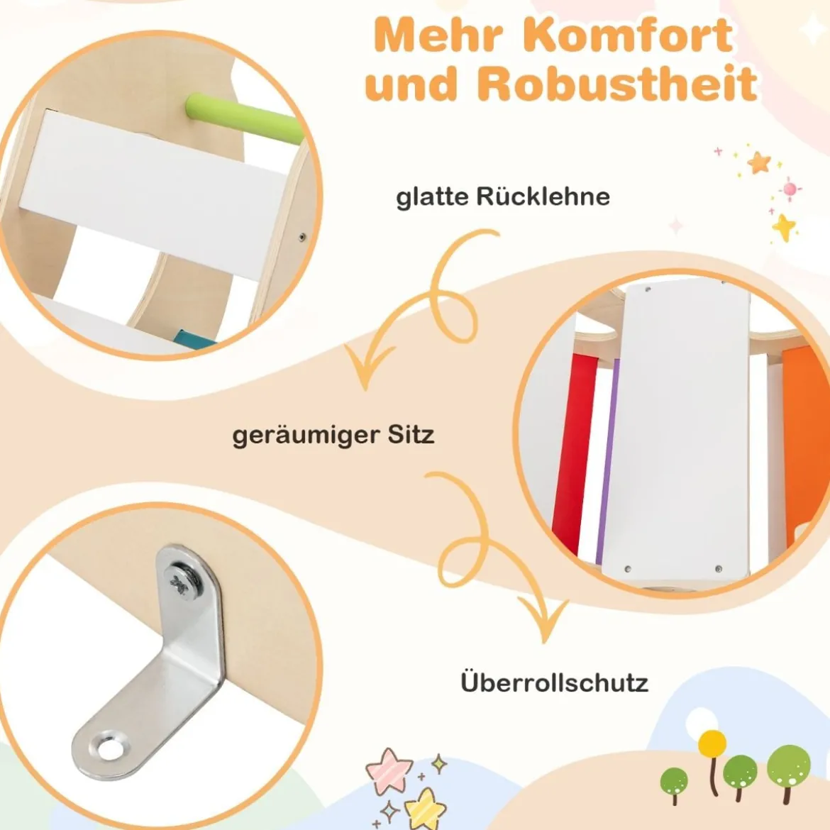 2 in 1 Schaukelpferdbogen für Kinder mit Wippe & Kletterbogen & Bequemer Rückenlehne & Sitz