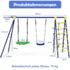 5 in 1 Schaukelset mit 2 Schaukeln Basketballkorb Kletternetz & Kletterleiter Kletter & Schaukelkombination Blau