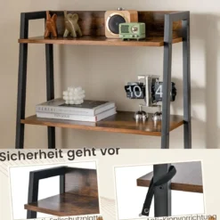 2 in 1 Schminktisch mit Hocker & Spiegel & Doppelten Ablagen & Verstecktem Schrank Schwarz Braun