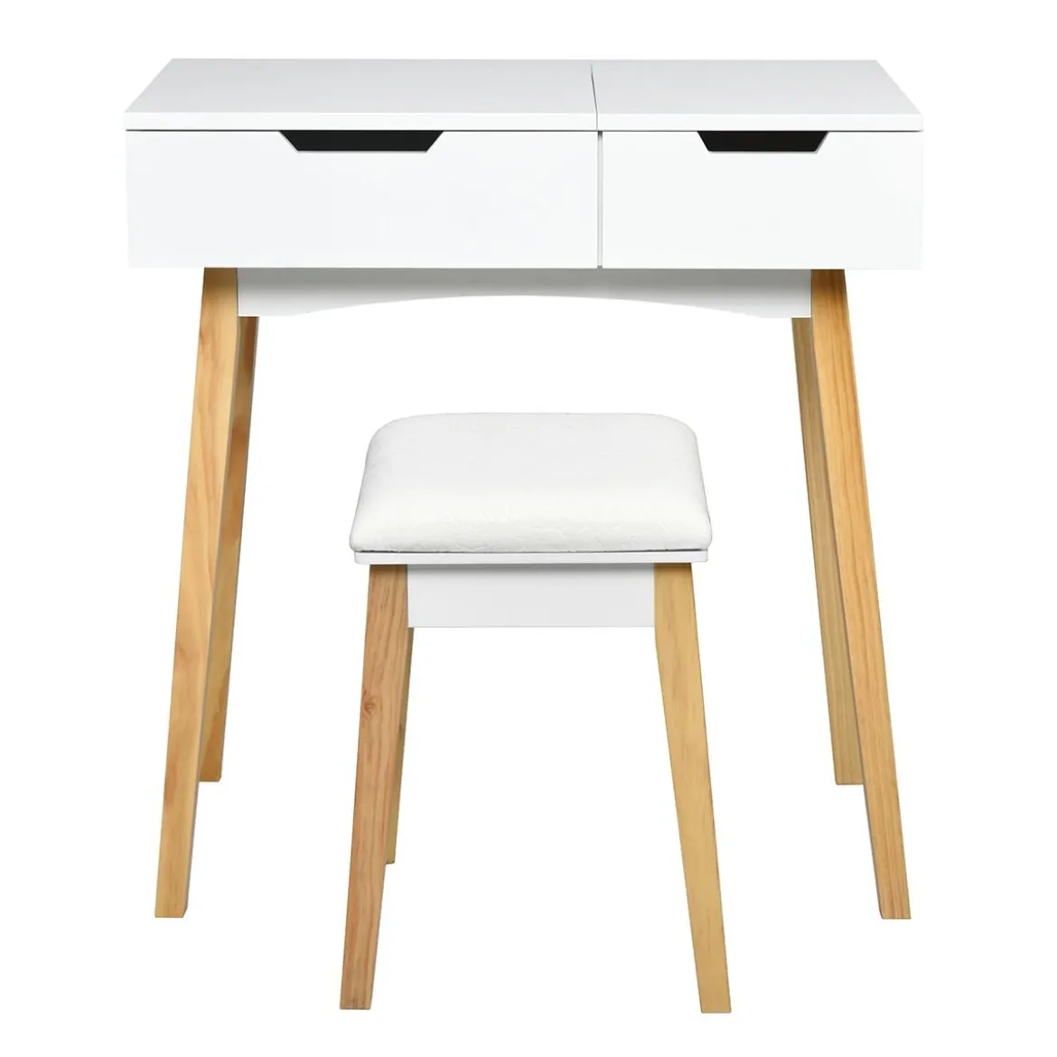 2 in 1 Schminktisch & Schreibtisch Frisiertisch Klappspiegel&Hocker Kosmetiktisch