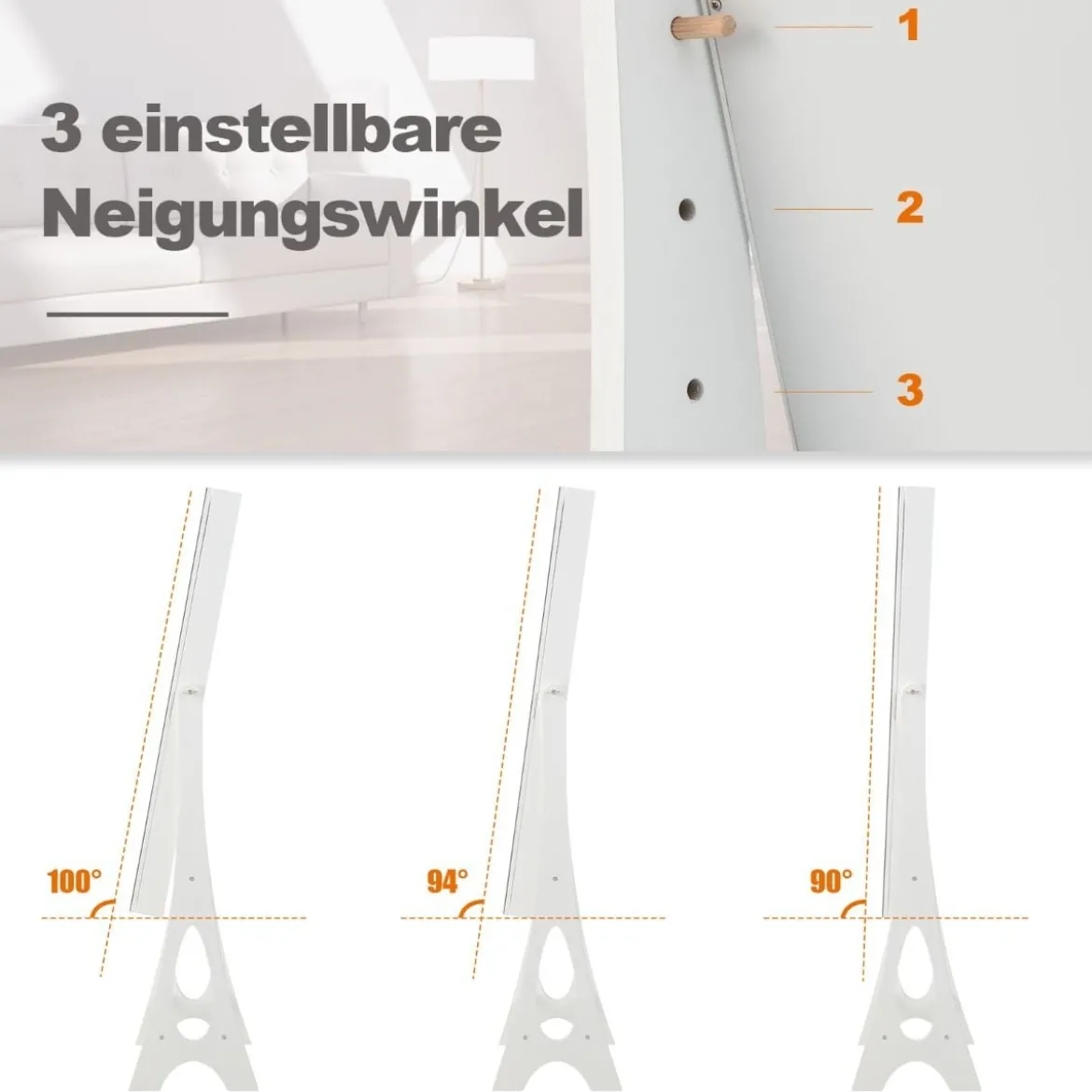 2 in 1 Schmuckschrank Standspiegel mit 12 LEDs Abschließbares Spiegelschrank mit Ganzkörperspiegel
