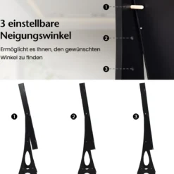 2 in 1 Schmuckschrank Standspiegel mit 12 LEDs Abschließbares Spiegelschrank mit Ganzkörperspiegel