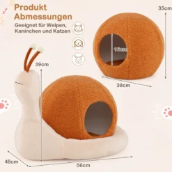 2 in 1 Schneckenförmige Katzenhöhle mit Waschbarem Kissen & Rutschfester Unterseite & Geschlossenem Katzenbett