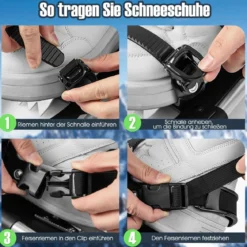 4-in-1 Schneeschuhe-Set Schneeschuhe mit Doppel-Ratschenbindungssystem 78 cm Silber