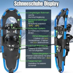 4-in-1 Schneeschuhe-Set Schneeschuhe mit Doppel-Ratschenbindungssystem 53cm Navy Blau