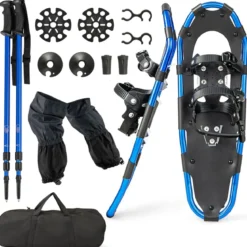 4-in-1 Schneeschuhe-Set Schneeschuhe mit Doppel-Ratschenbindungssystem 78 cm Navy Blau