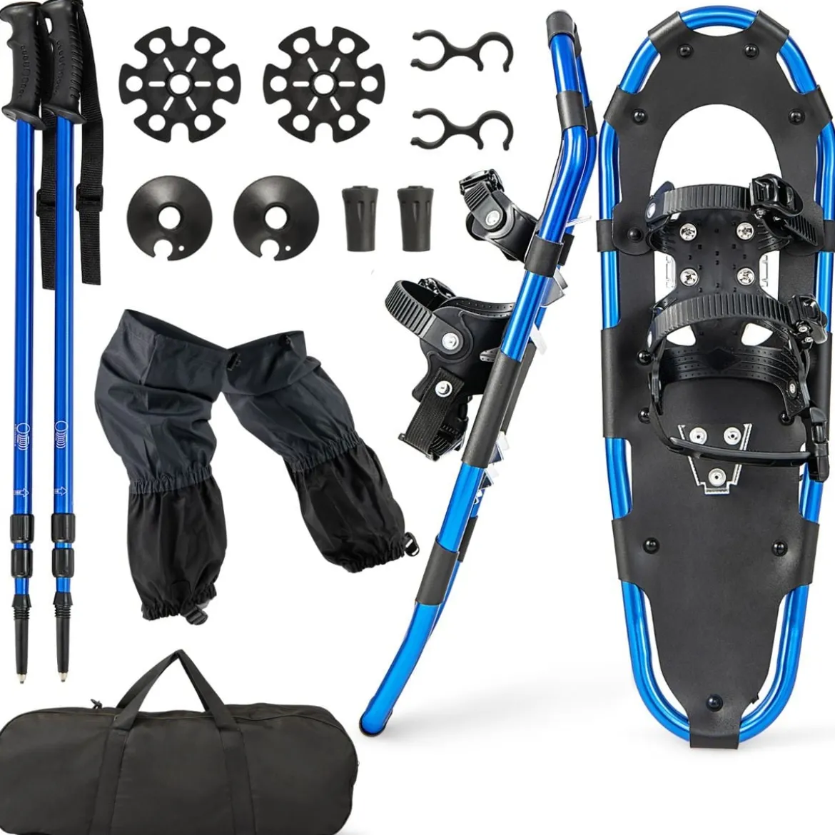 4-in-1 Schneeschuhe-Set Schneeschuhe mit Doppel-Ratschenbindungssystem 78 cm Navy Blau