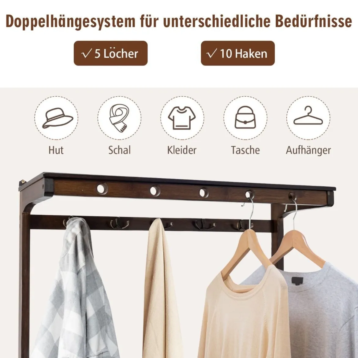 3-in-1-Schuhablage Eingangsablage Garderobenständer Sitzbank 70,5 x 33 x 175 cm Braun